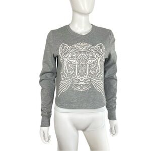 Rue21 White Tiger Print Gray Cropped Sweatshirt